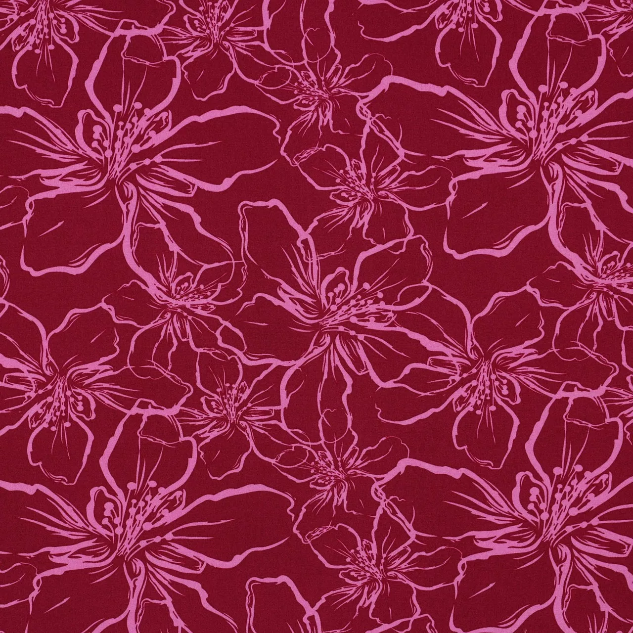 05914-008 Flowers - Rayon - Raspberry - Lenzing Ecovero