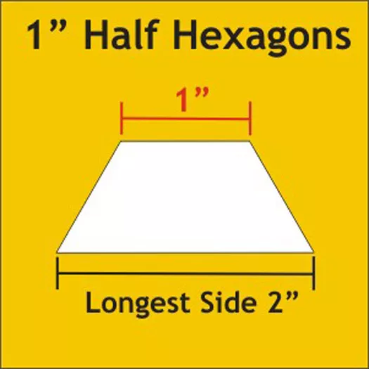 1" Half Hexagons Paper Piece - 100 pcs