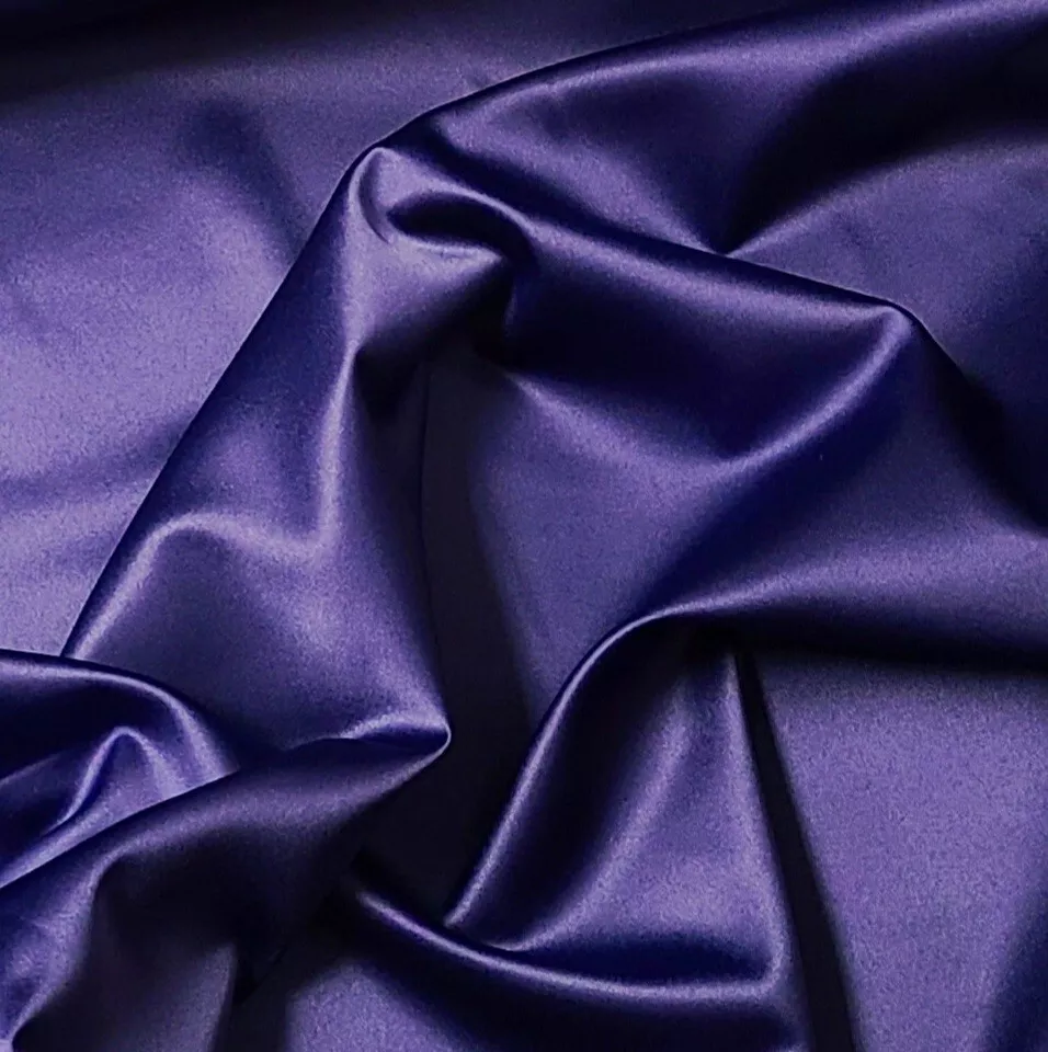 111 Stretch Charmeuse - Polyester - Blueberry - Deadstock