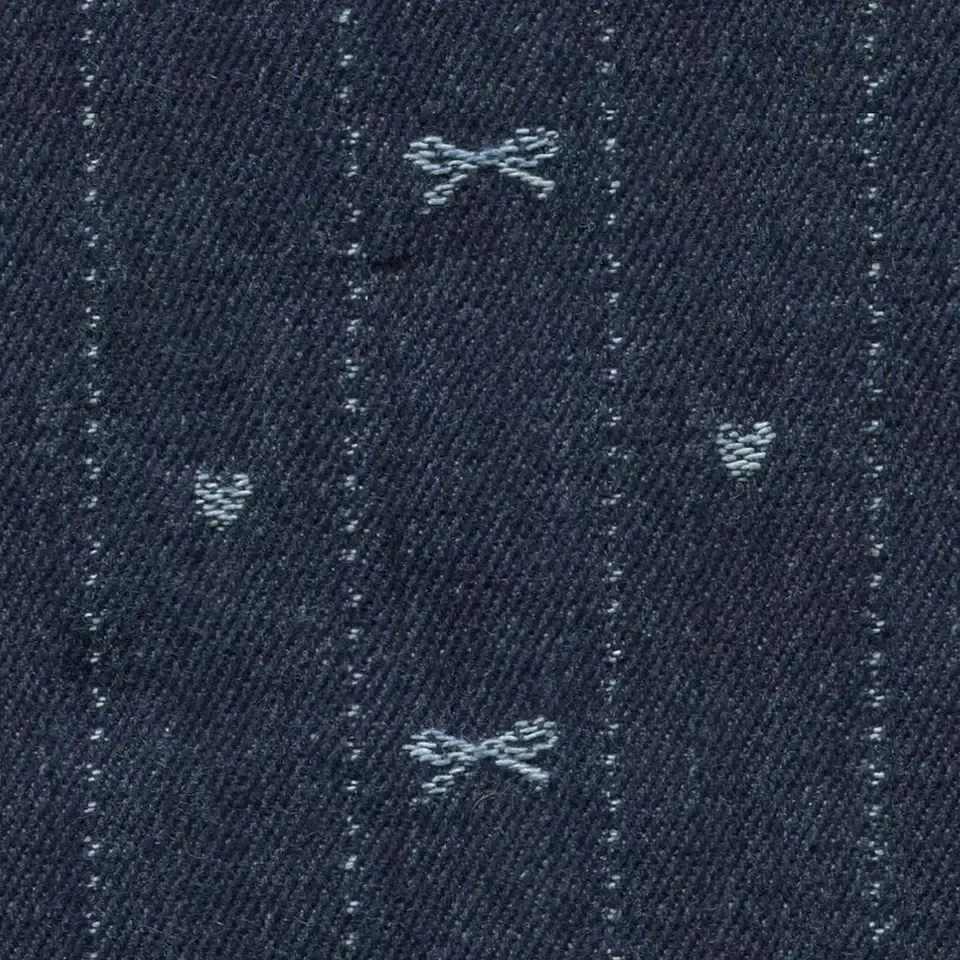 310-3 - Jacquard Denim - Hearts & Bows - Navy