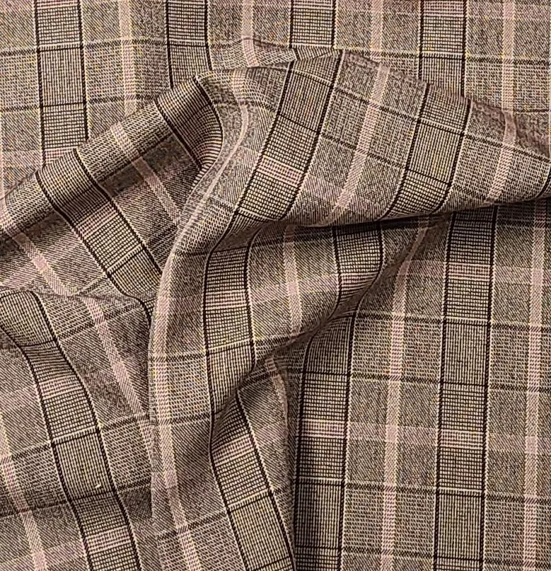 431 Stretch Suiting - Brown - Plaid - Deadstock