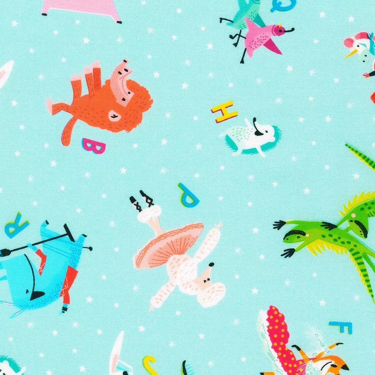 ABC Dance Dancing Animals Toss Adventure Robert Kaufman Cotton Fabric 1/2