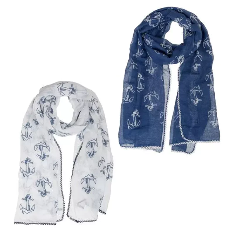 Anchor Scarf|Navy&White