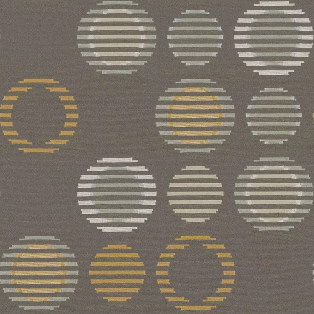 Arc-Com Cirque Mist Sliced Circles Gray Upholstery Fabric