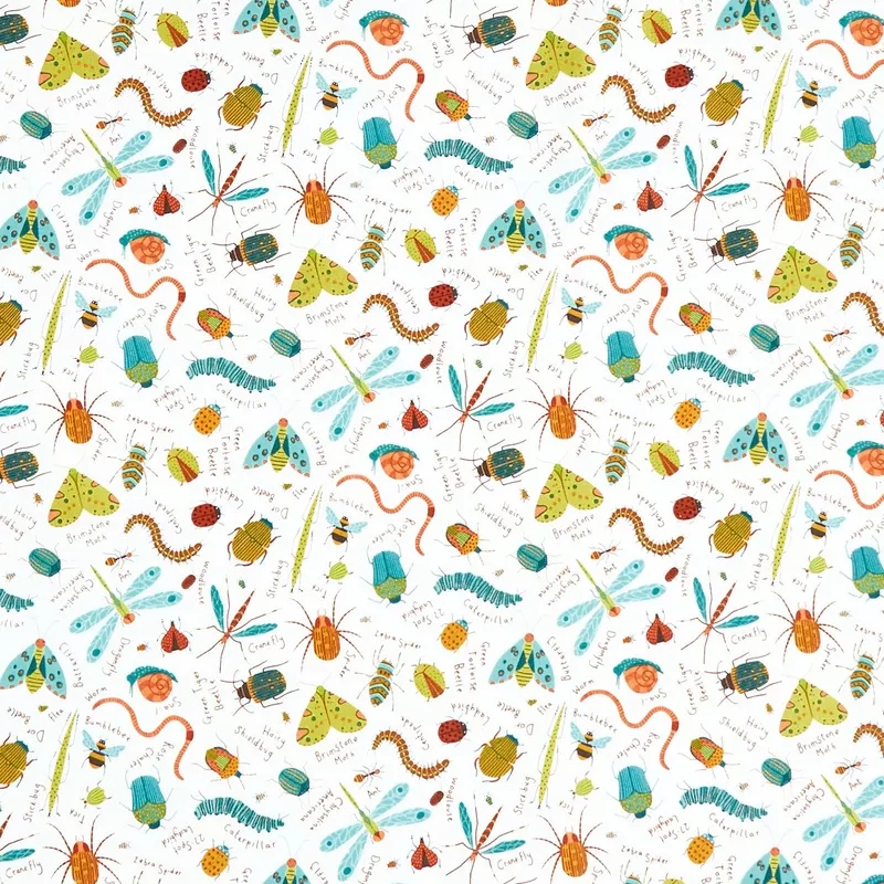 Backyard Bug Collector – Large Tossed Bugs Cream Multi Yardage
