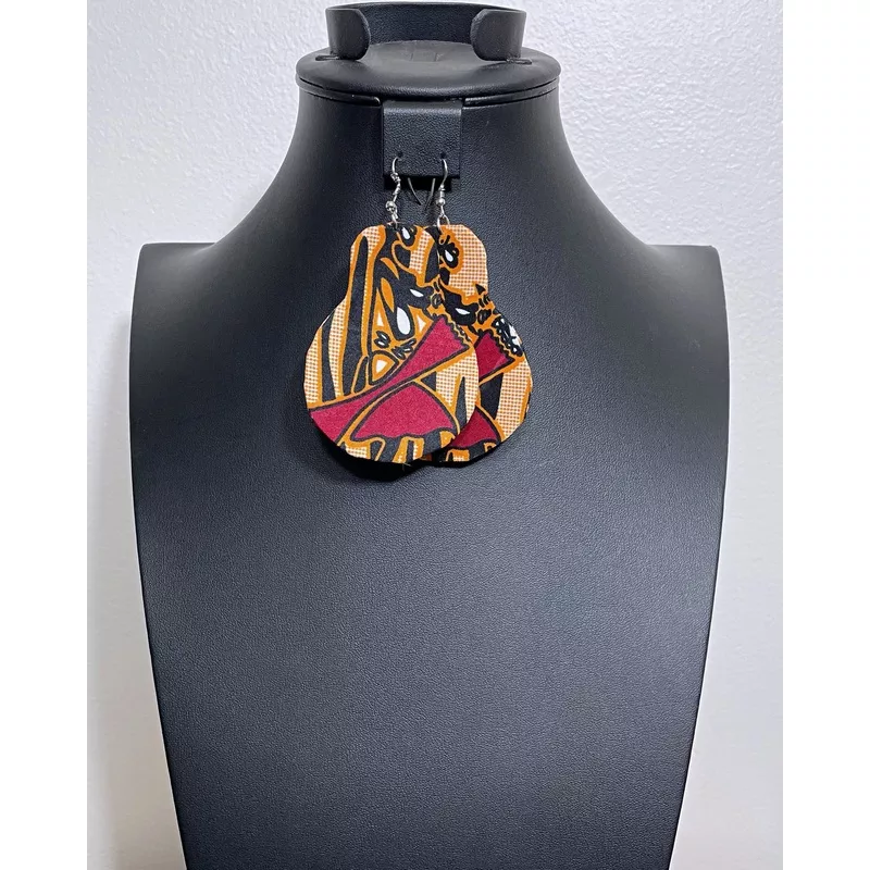 Bana Orange African Print Drop Earrings