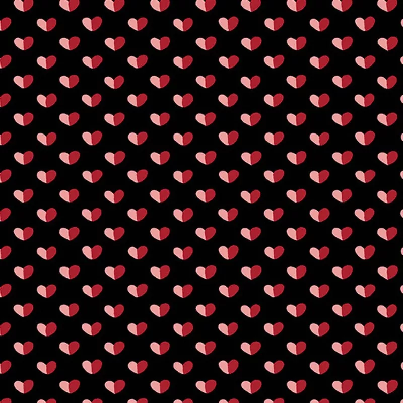 Be Mine Black Shadow Hearts Fabric Yardage