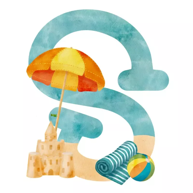 Beach Life Letter ”S” Fabric Panel