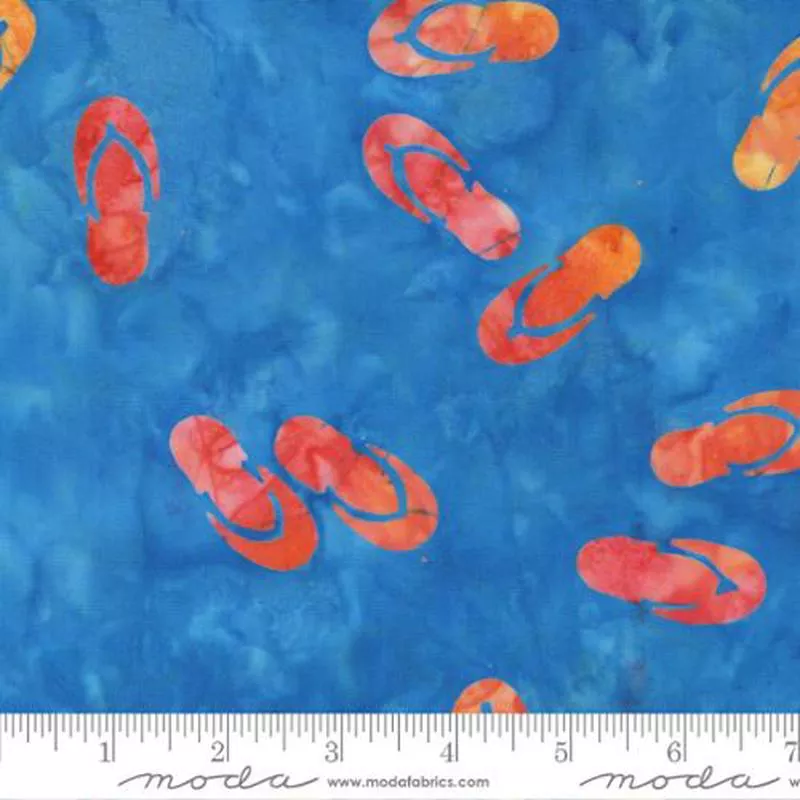 Beachy Batiks Sky Flip Flops Dark Blue Moda Cotton Fabric