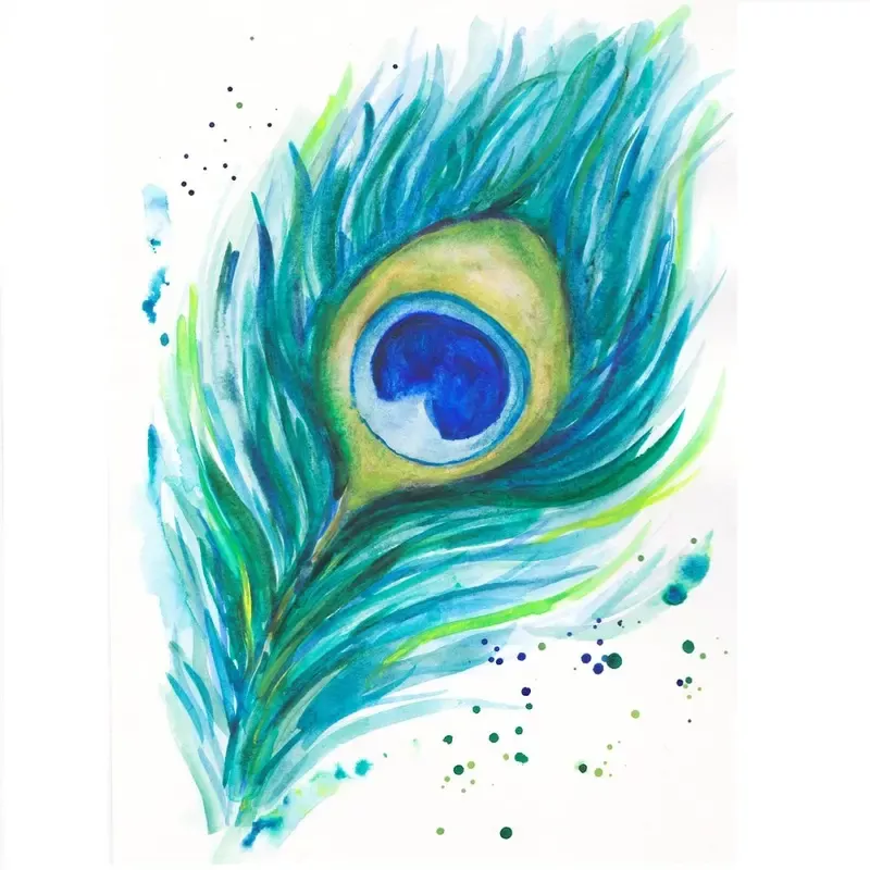 Beautiful Peacock Feather Fabric Panel