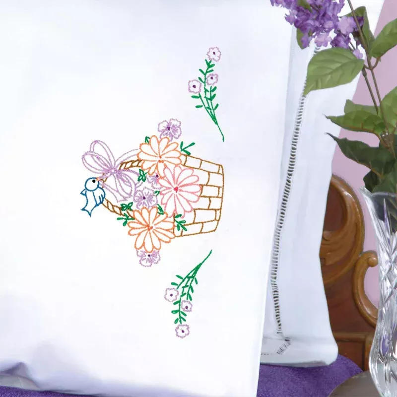 Bird on a Basket Perle Edge Pillowcases 1600798
