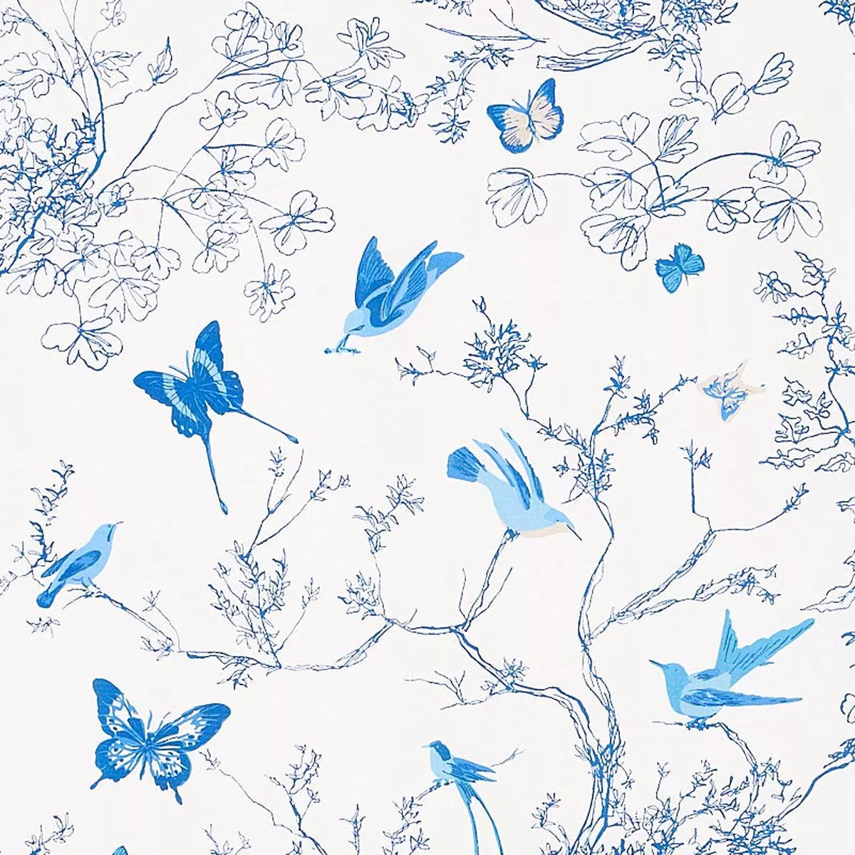 Birds & Butterflies Porcelain Fabric
