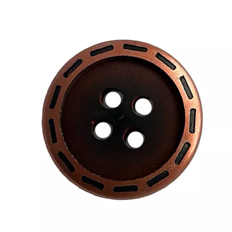 Black & Copper 4-Hole Plastic Button (Made in Italy)
