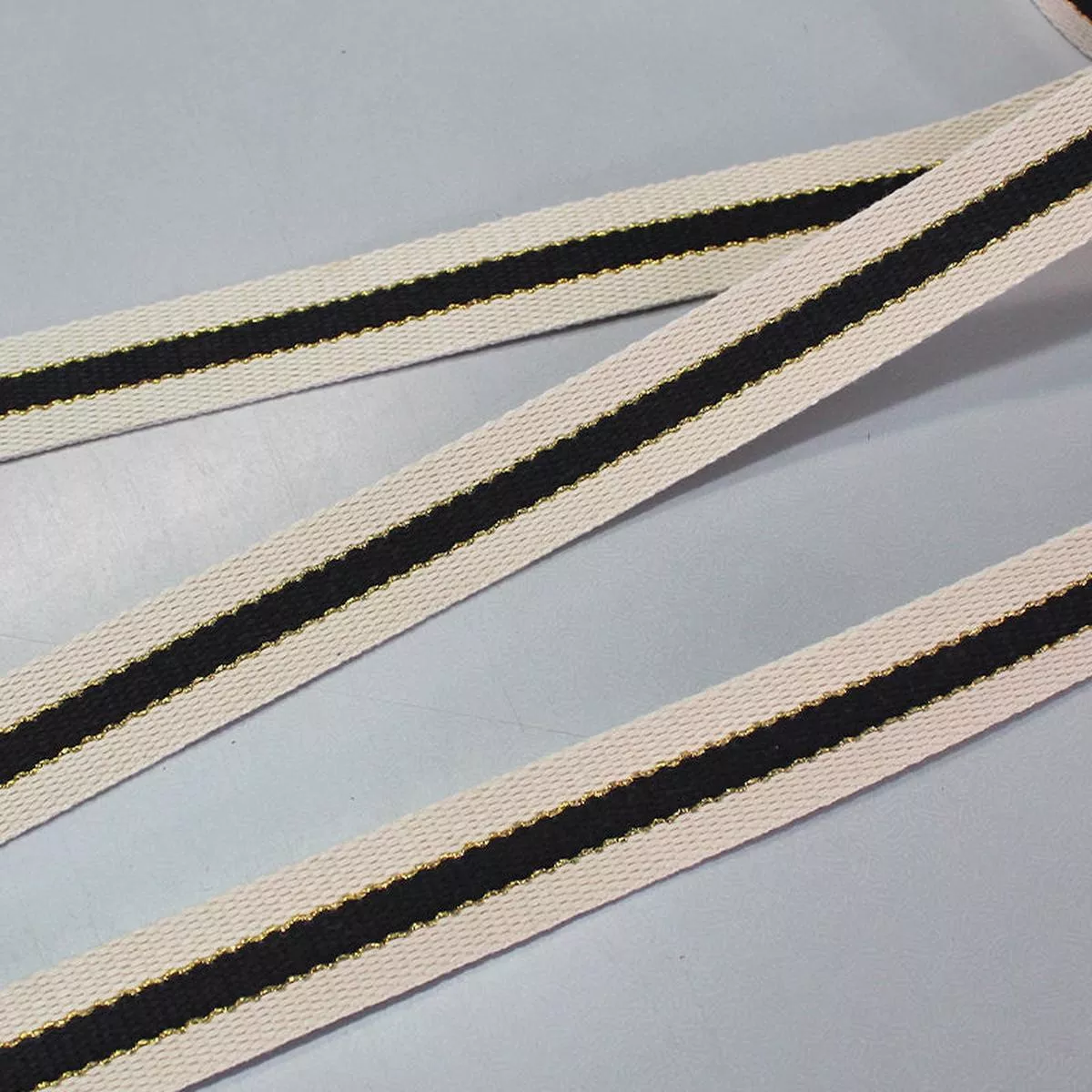 Black and Gold Cotton Webbing – 30mm