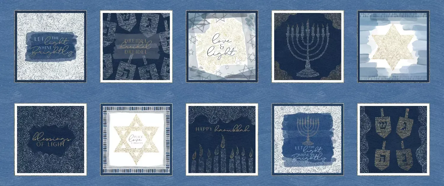 Blocks Panel - 18" x 43" Panel - Hanukkah Lights - Jetty Home (Panel 298)