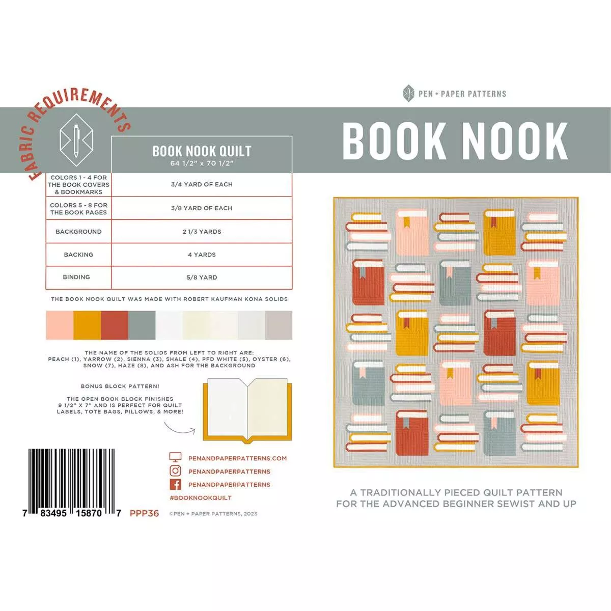 Book Nook Quilt Pattern by Pen + Paper Patterns