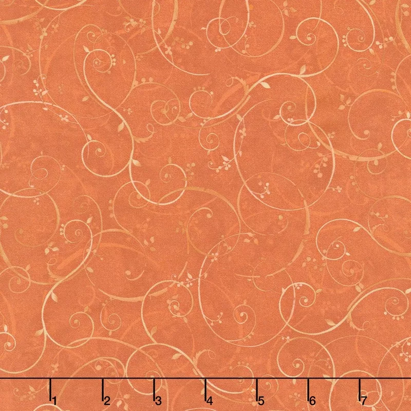 Bountiful – Golden Scroll Orange Yardage