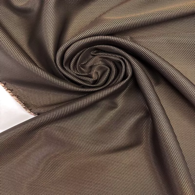Brown Black Jacquard Wool Fabric