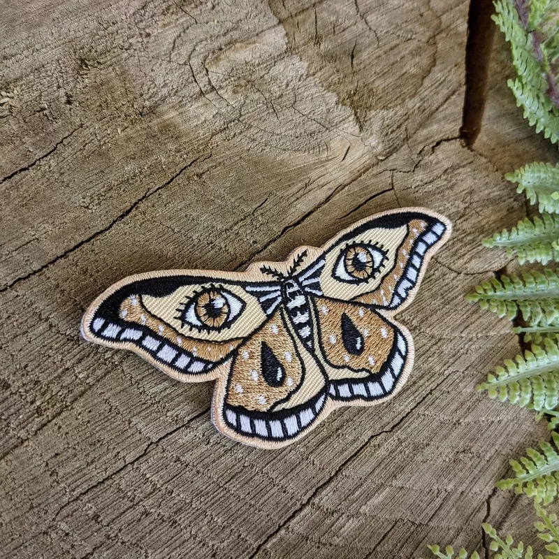 Brown Moth Iron-On Patch