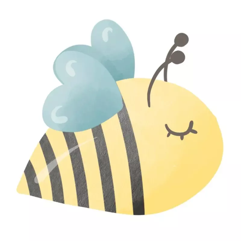 Bumble Bee Bear Blue Bee Fabric Panel