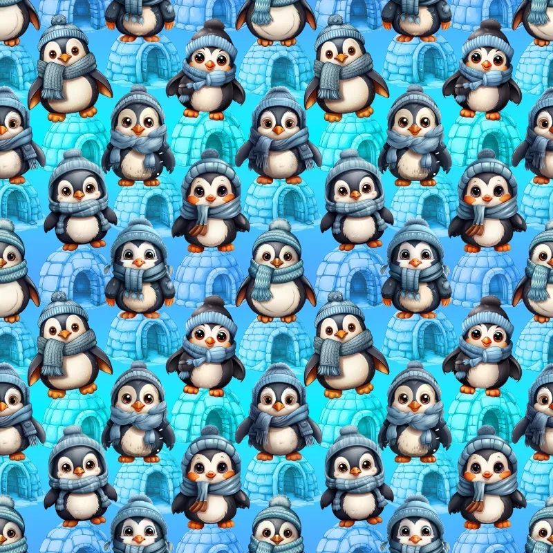 Bundled Up Penguins Fabric