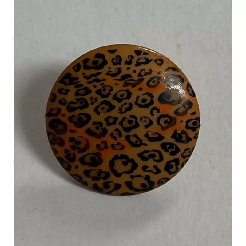 Button-Poly 20mm Orange Cheetah