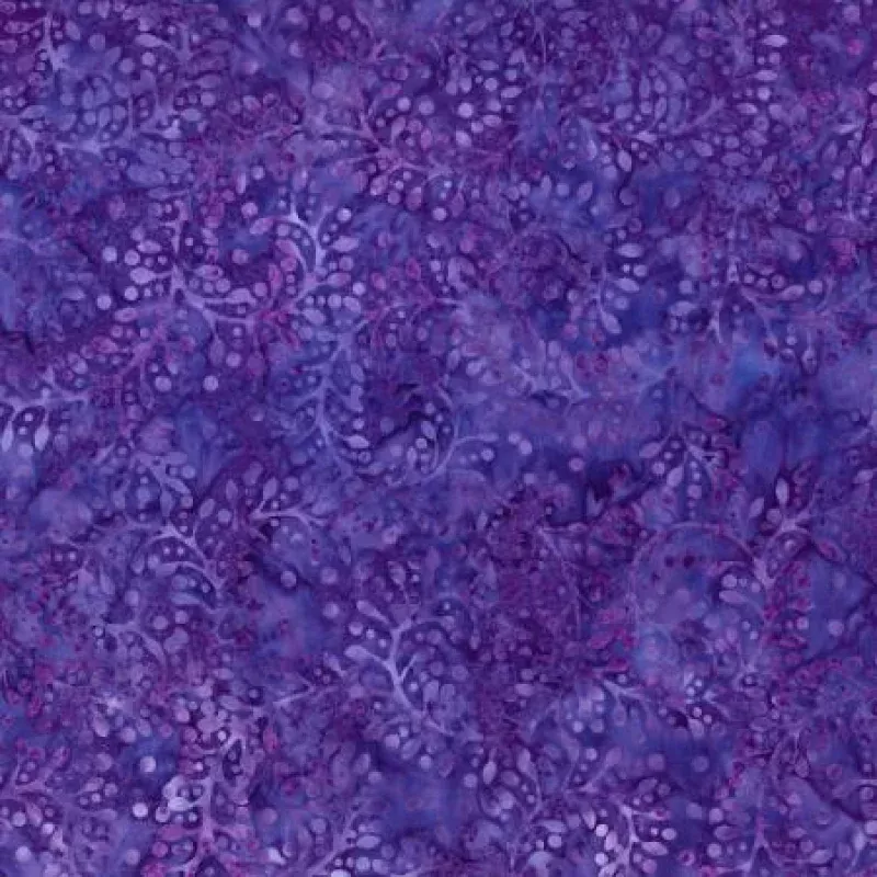 Candy Crush, Purple Curling Leaves, Batik Fabric
