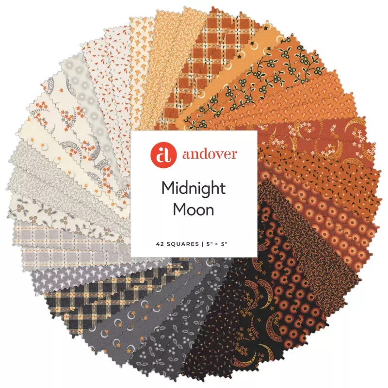 Charm Pack 5×5 Squares – Andover Midnight Moon – 40 5 Squares