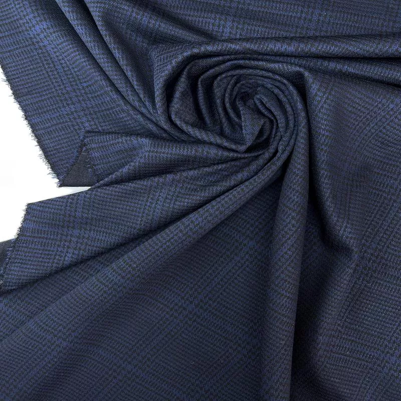 Checked Blue-Black Viscose Blend Knit