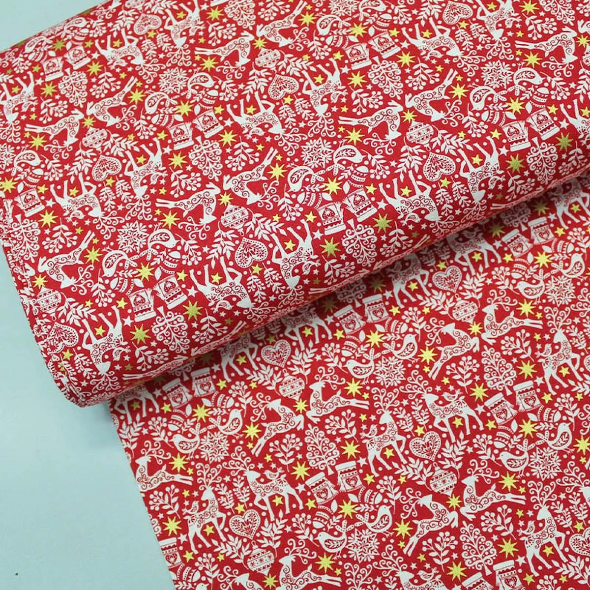 Christmas Cotton – Red – Delicate Scandi Stags
