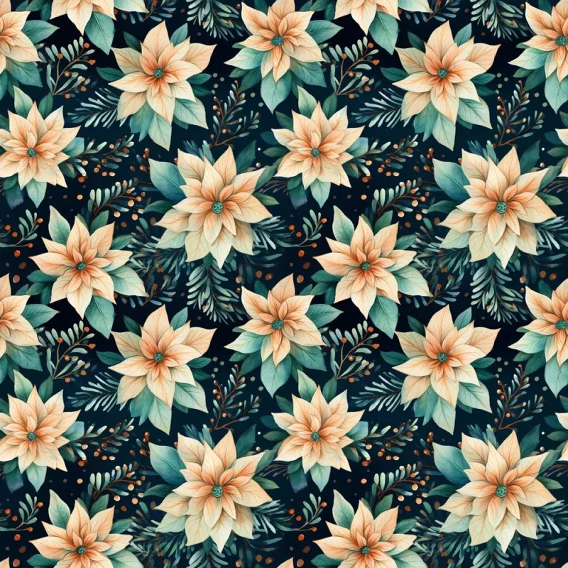 Christmas Gnome Dreams Floral Pattern #3 Fabric