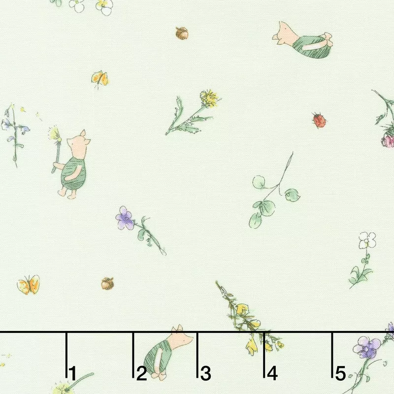 Classic Winnie – Piglets Light Green Yardage