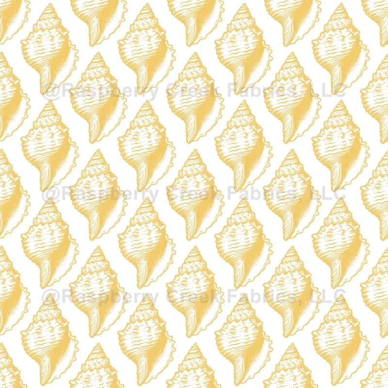Coastal Nautical Retro Beach Seashells in Yellow