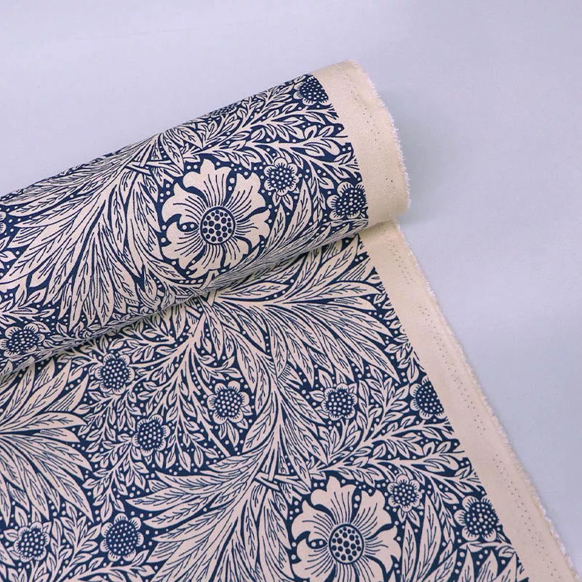 Cotton Canvas – Marigold – Navy and Cream