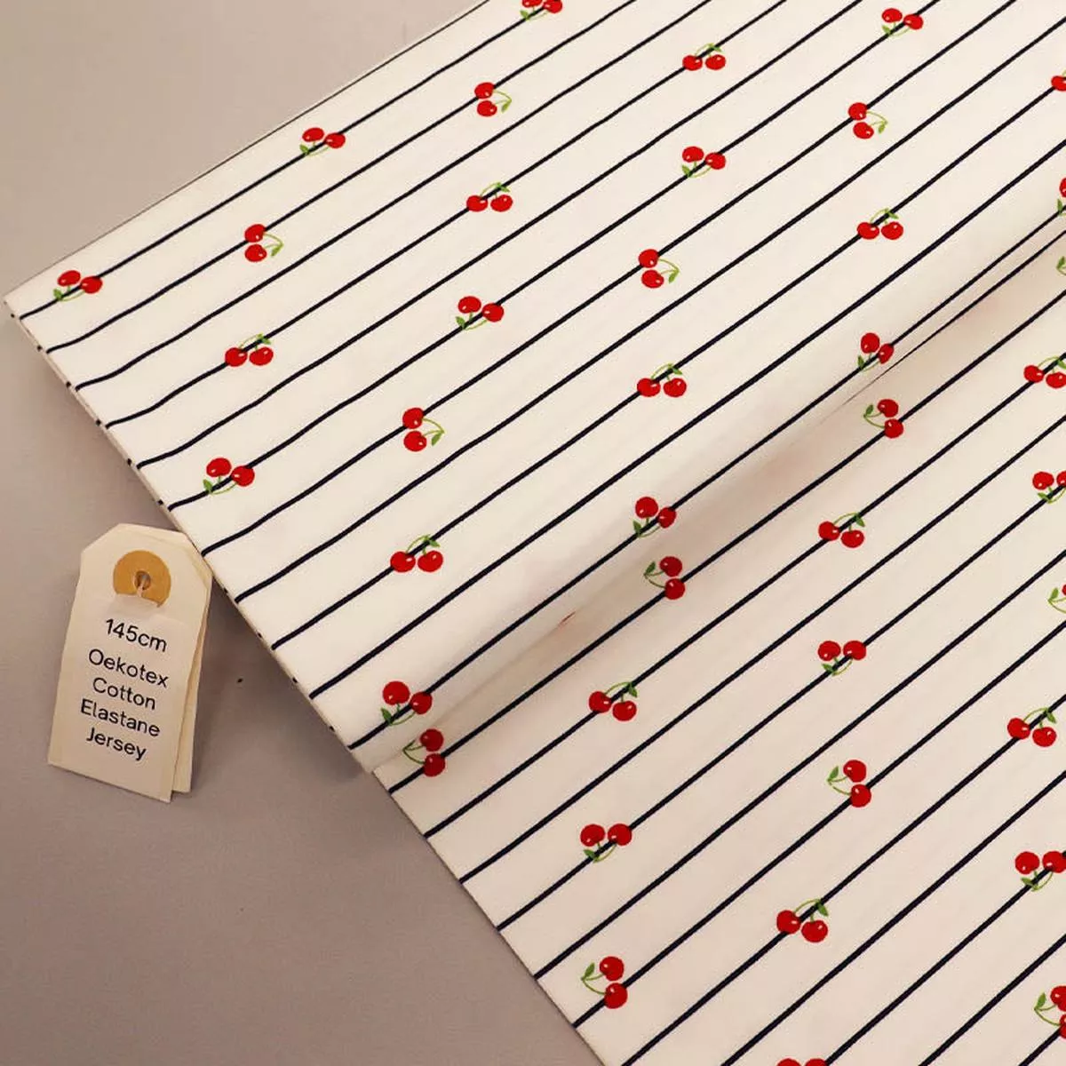 Cotton Elastane Jersey – Fruity Stripe – Cherry