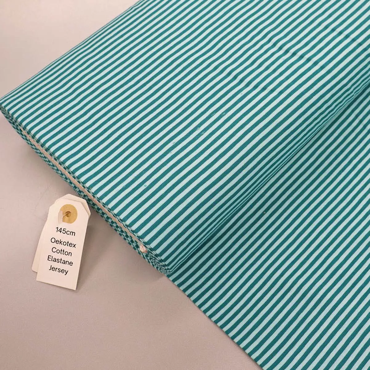 Cotton Elastane Jersey – Mini Stripe – Mint