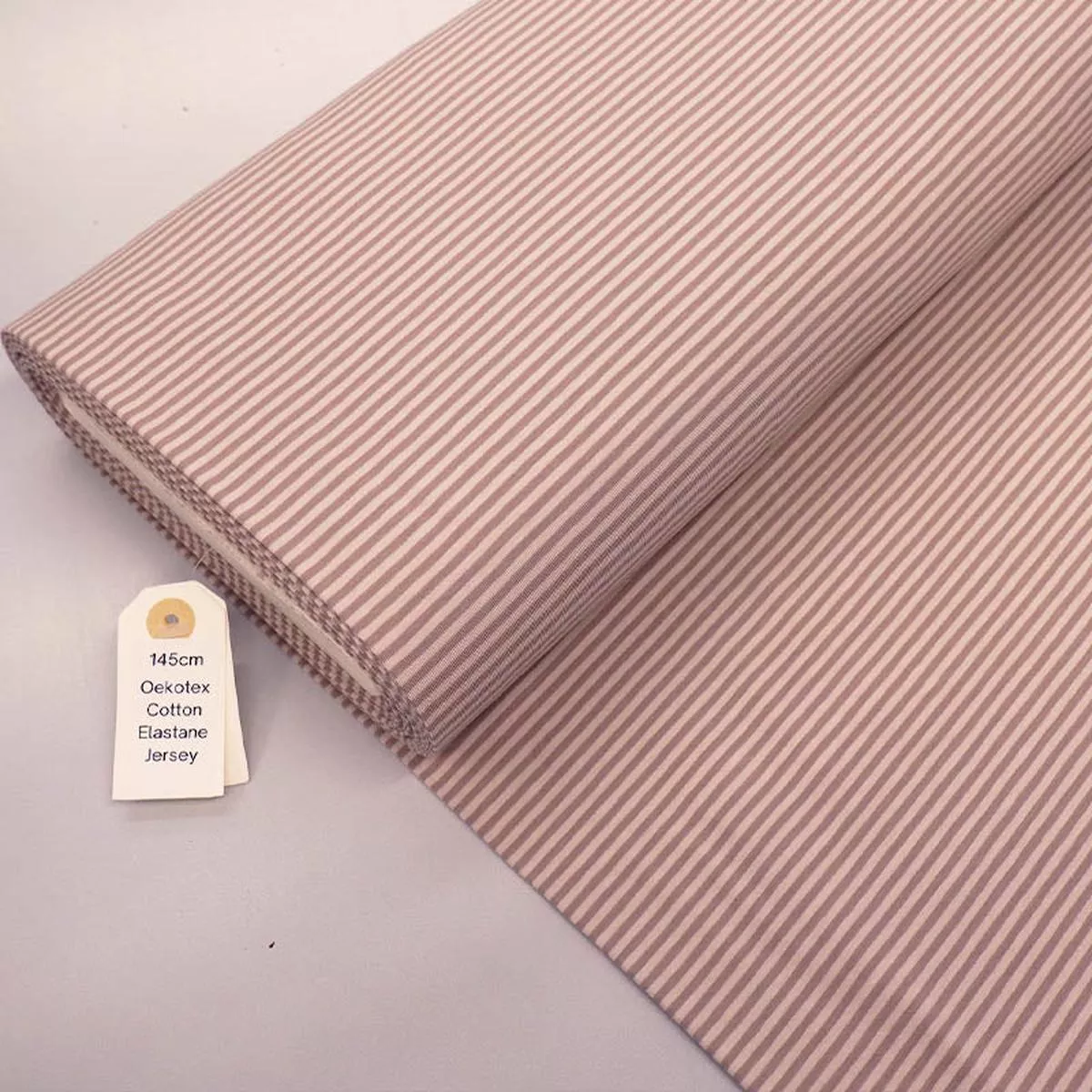 Cotton Elastane Jersey – Mini Stripe – Mushroom