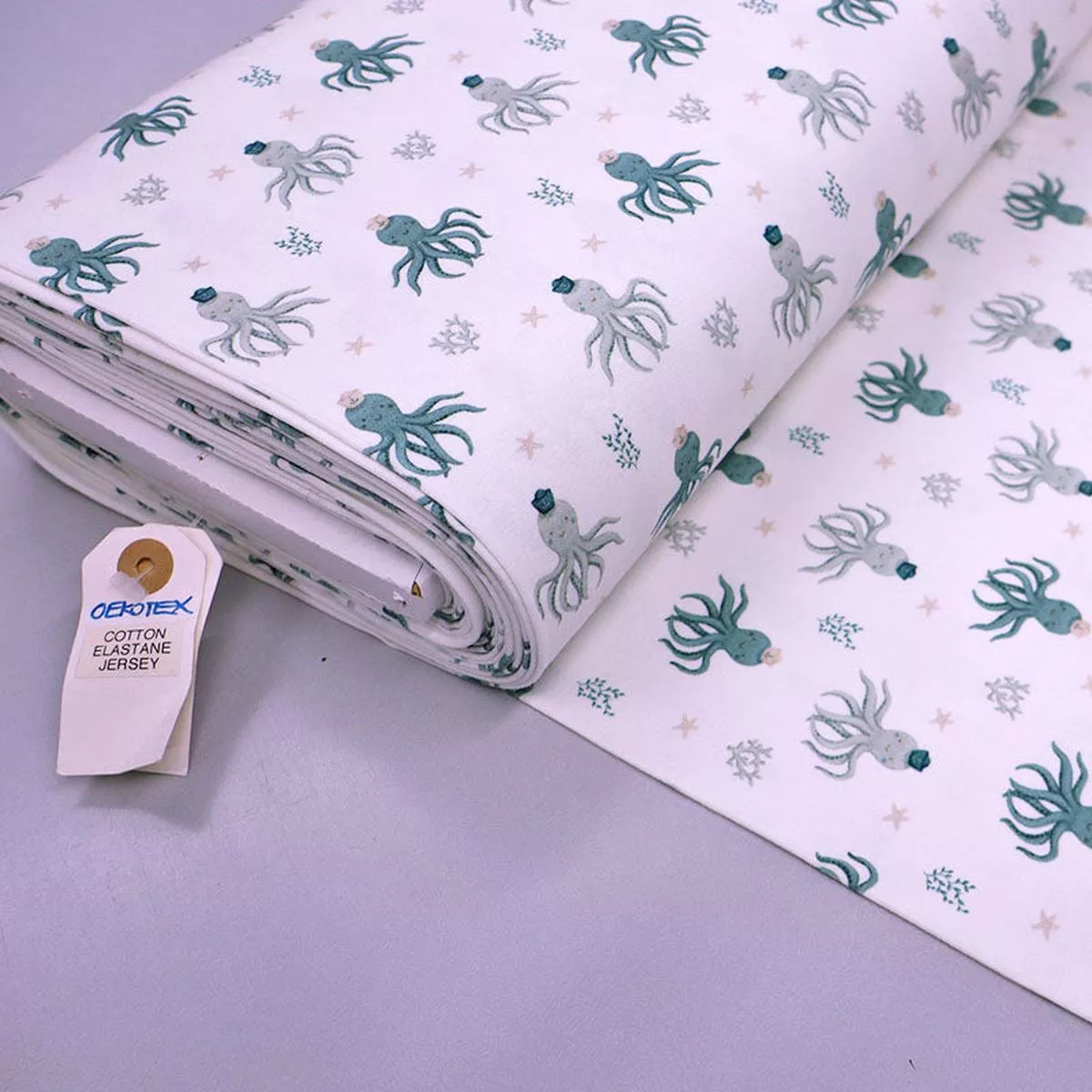 Cotton Elastane Jersey – White – Otis the Octopus