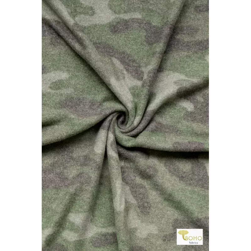 Cozy Camo, Brushed Sweater Knit Fabric