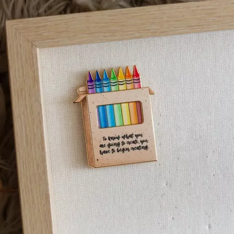 Crayon Box Set Interactive Enamel Pin | The Gray Muse