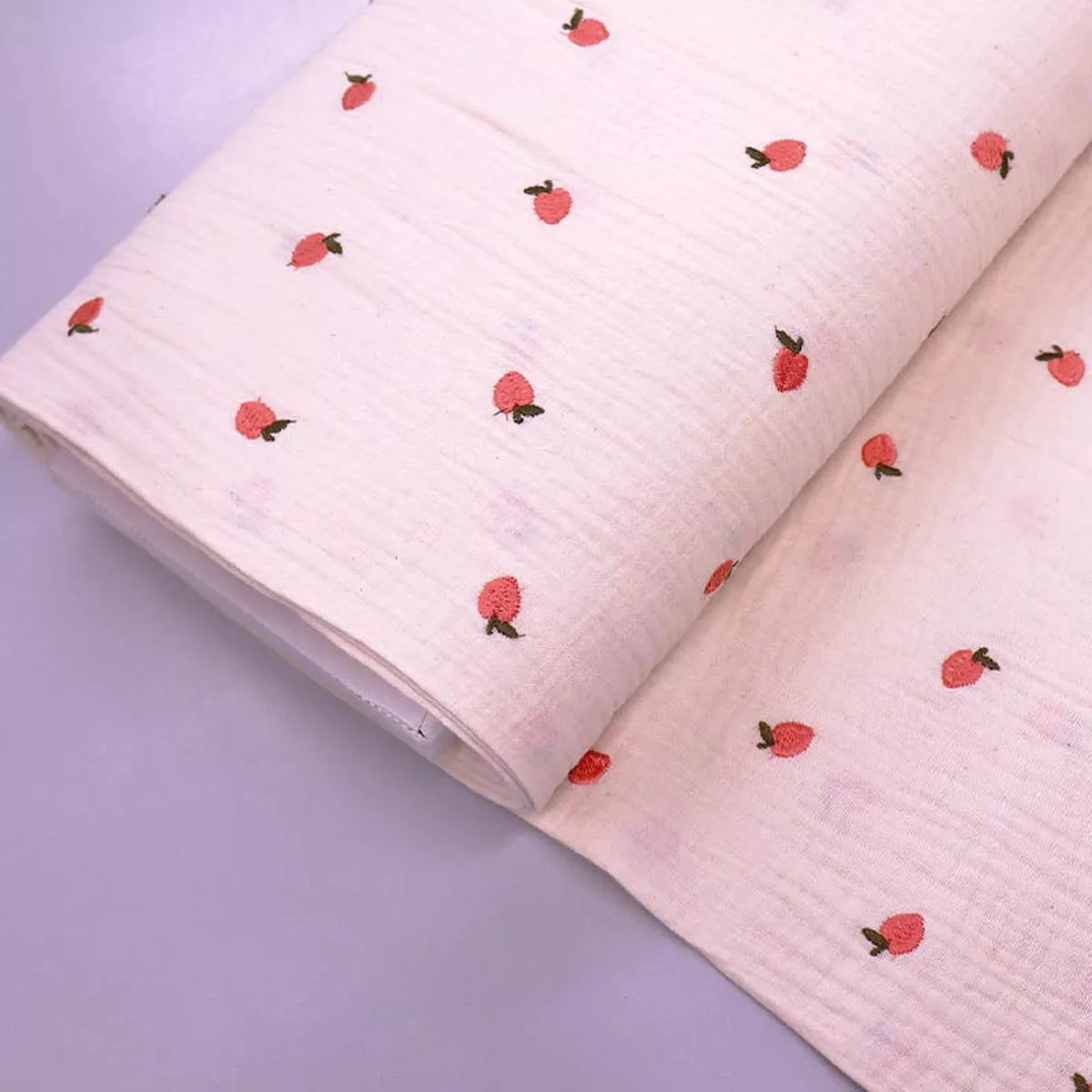 Cream Cotton Double Gauze – Peach