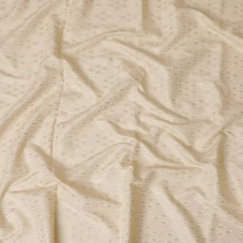 Cream Tussar Silk Fabric with Subtle Embossed Patterns, 110cm Width – Traditional Elegance from India-D17922
