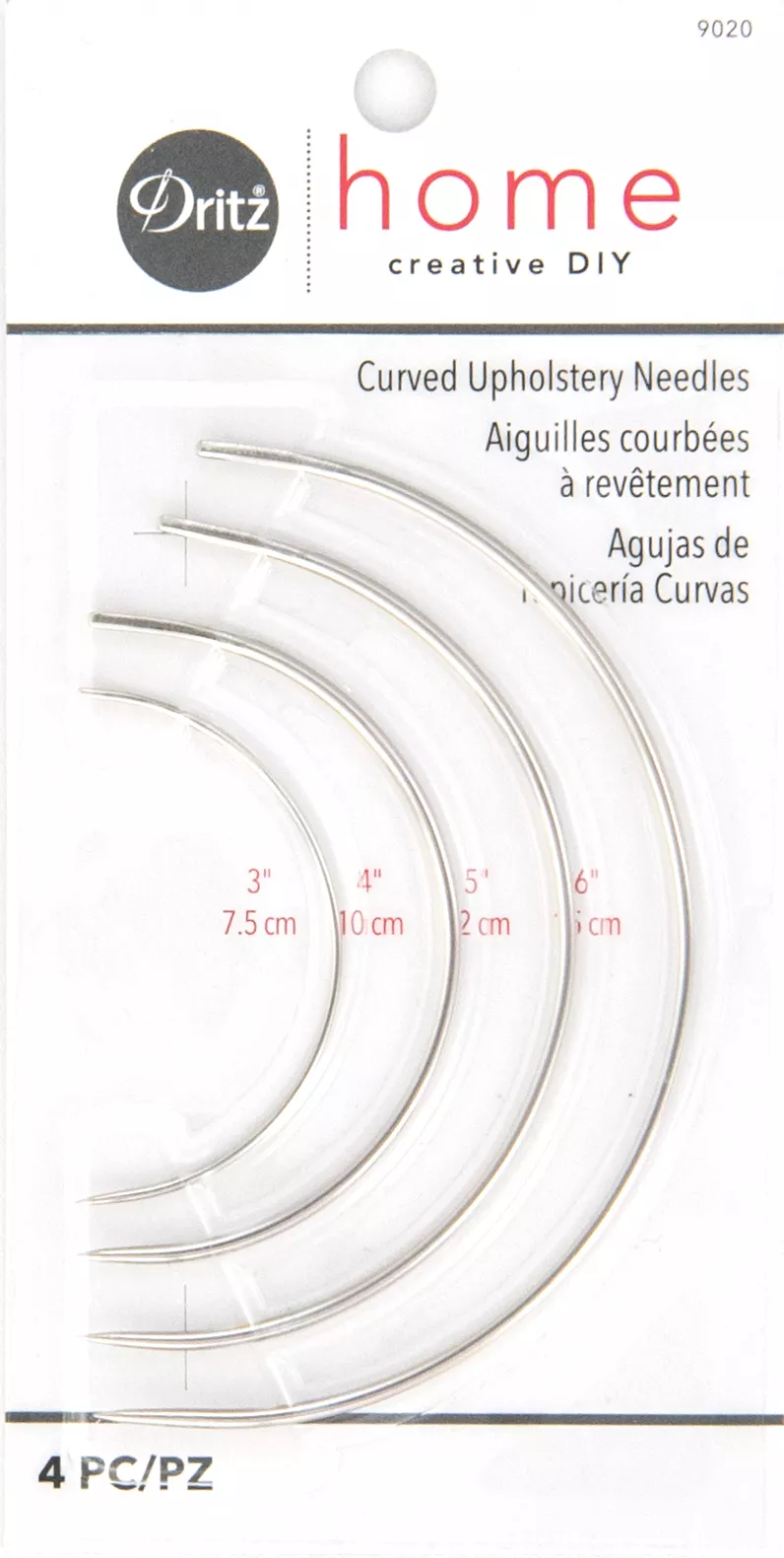 Curved Upholstery Needles - Assorted Sizes - 4 ct