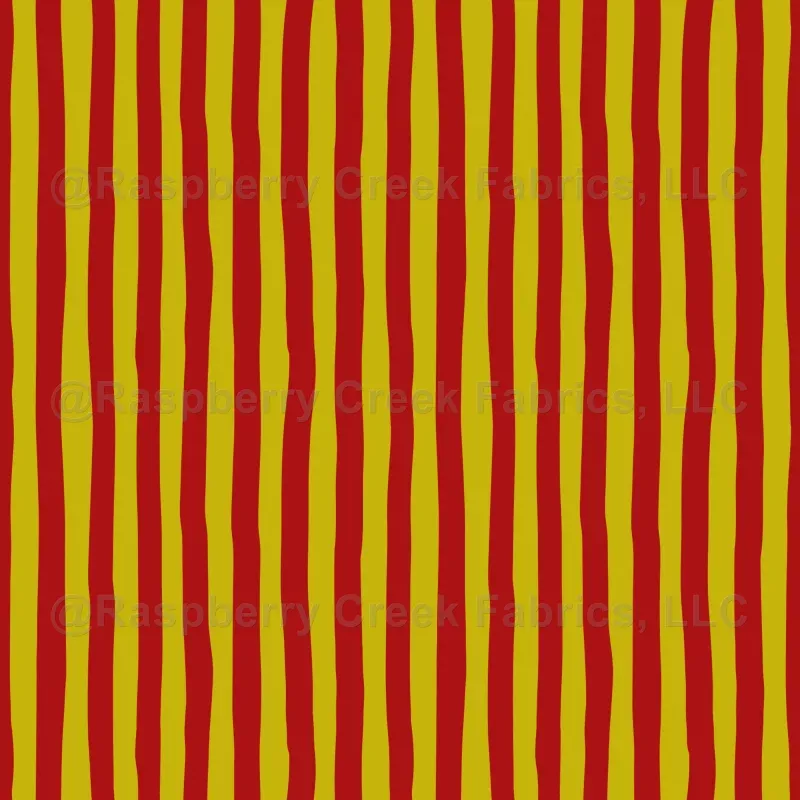 Dark Yellow & Red Wonky Stripes