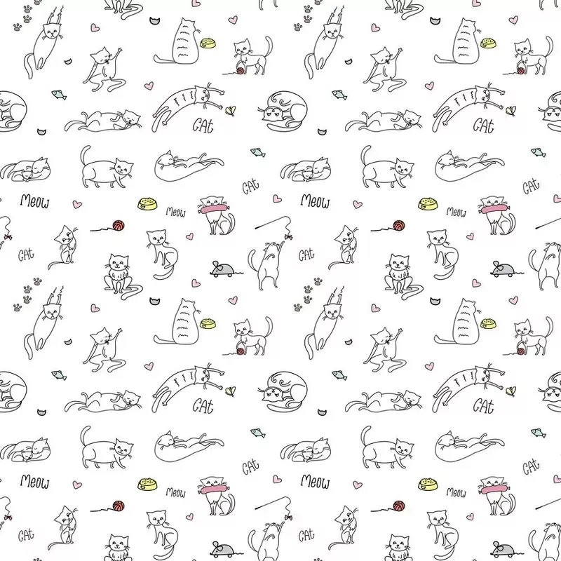 Digitally Printed Cute Cats Fabric