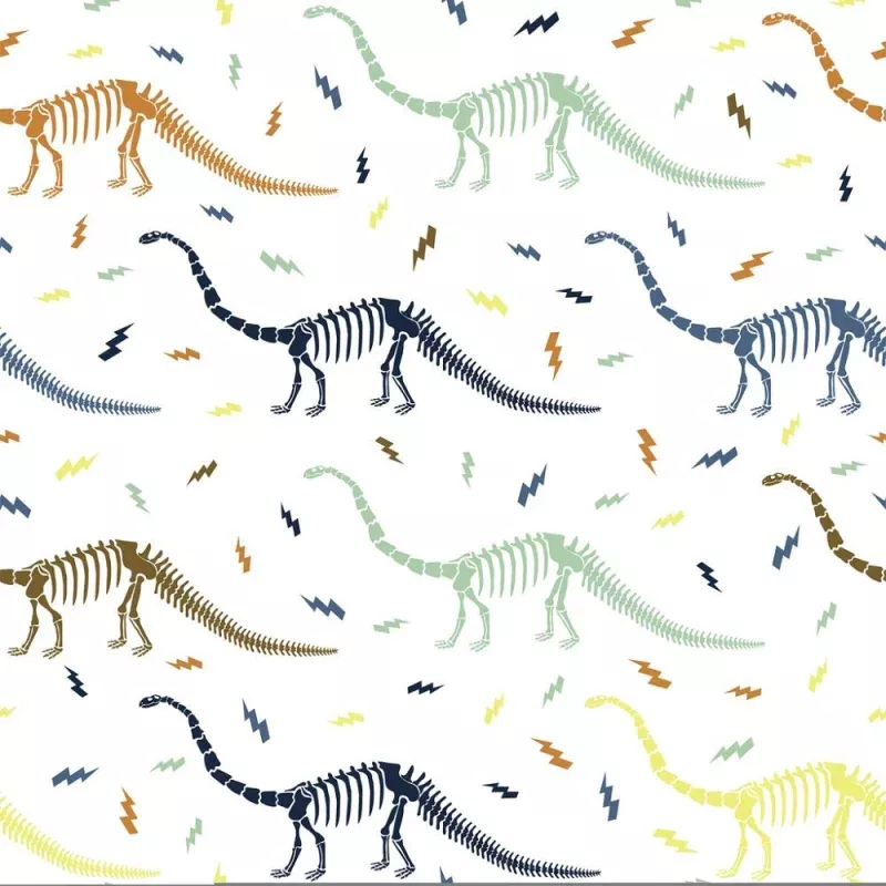 Dinosaur Skeletons & lightning Fabric