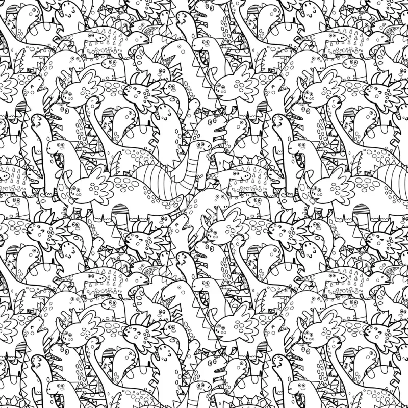 Doodle Dinos Fabric – Black