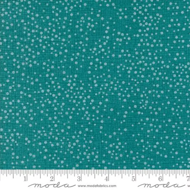 Dotty Thatched Turquoise Fabric Yardage