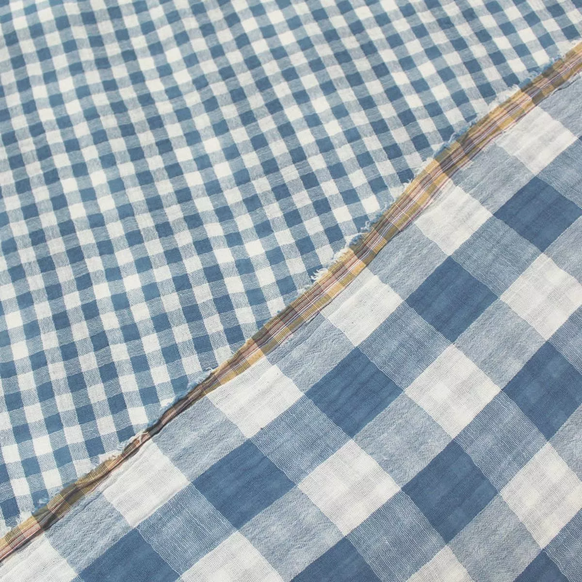 Double Gauze – Reversible – Denim Blue Gingham