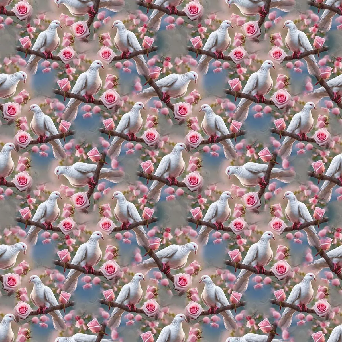 Dove & Roses Fabric